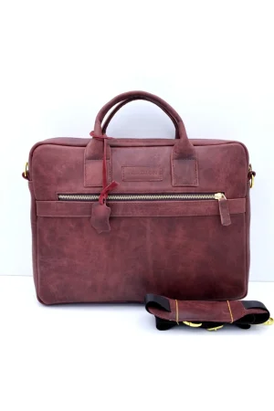 Karl Eskitme Bordo Hakiki Deri Laptop&evrak Çantası