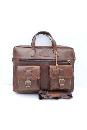 Eskitme Taba Unisex Hakiki Deri Evrak Laptop Çantası