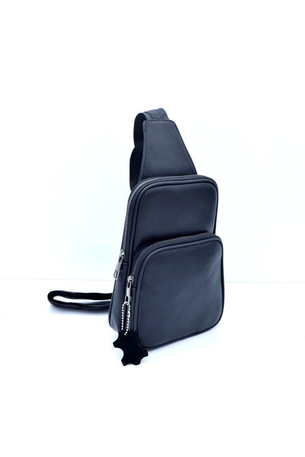 Hakiki Deri Siyah Çapraz Body Bag Çanta - Görsel 2
