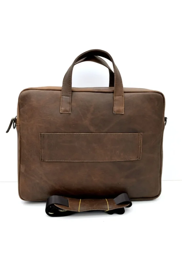Randy Eskitme Kahve Unisex Deri Evrak&laptop Çantası - Görsel 3