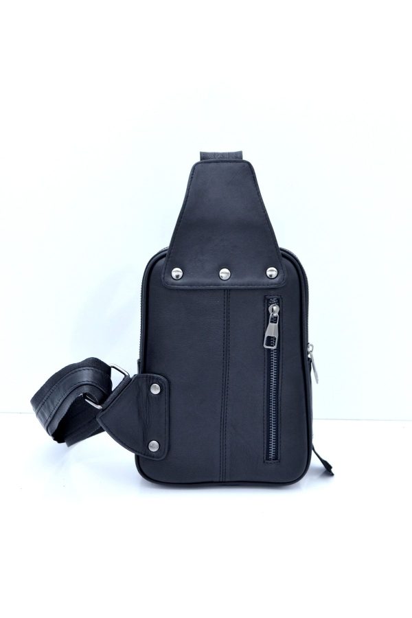 Hakiki Deri Siyah Çapraz Body Bag Çanta - Görsel 3