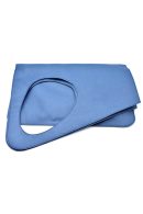 Asimetrik Model Deniz Mavisi Hakiki Deri El Portföy Clutch